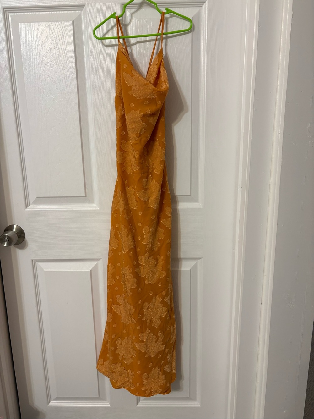 Backless Spaghetti-Strap Slip Dress in Mustard
